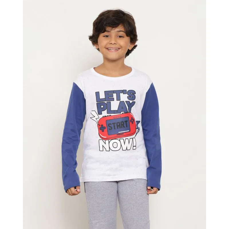 Camiseta Infantil Estampa Game Botonê Manga Longa Branca 10