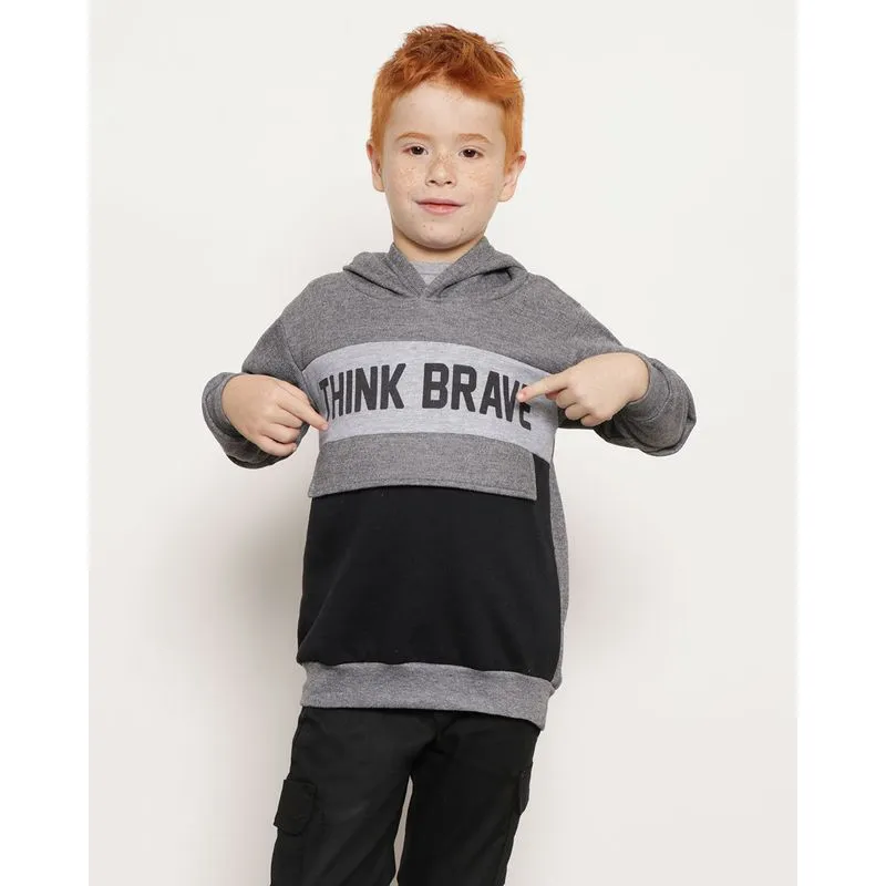Blusão Infantil Moletom Think Brave Cinza 6