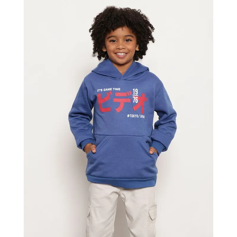 Blusão Moletom Infantil Estampa Japan Bolso Canguru Azul 8