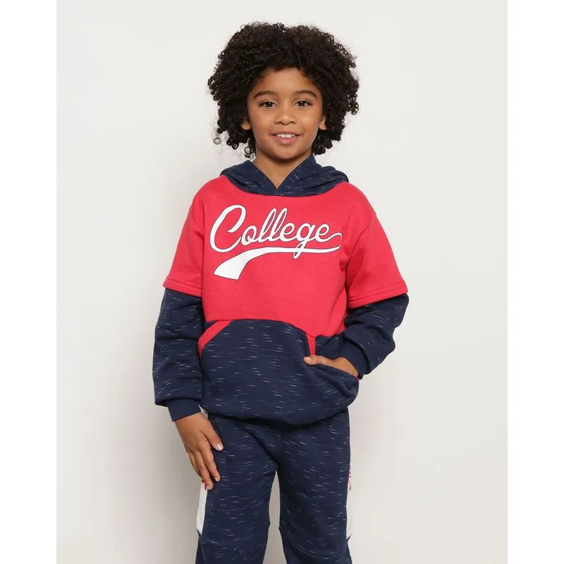 Blusão Moletom Infantil Com Capuz College Marinho 4
