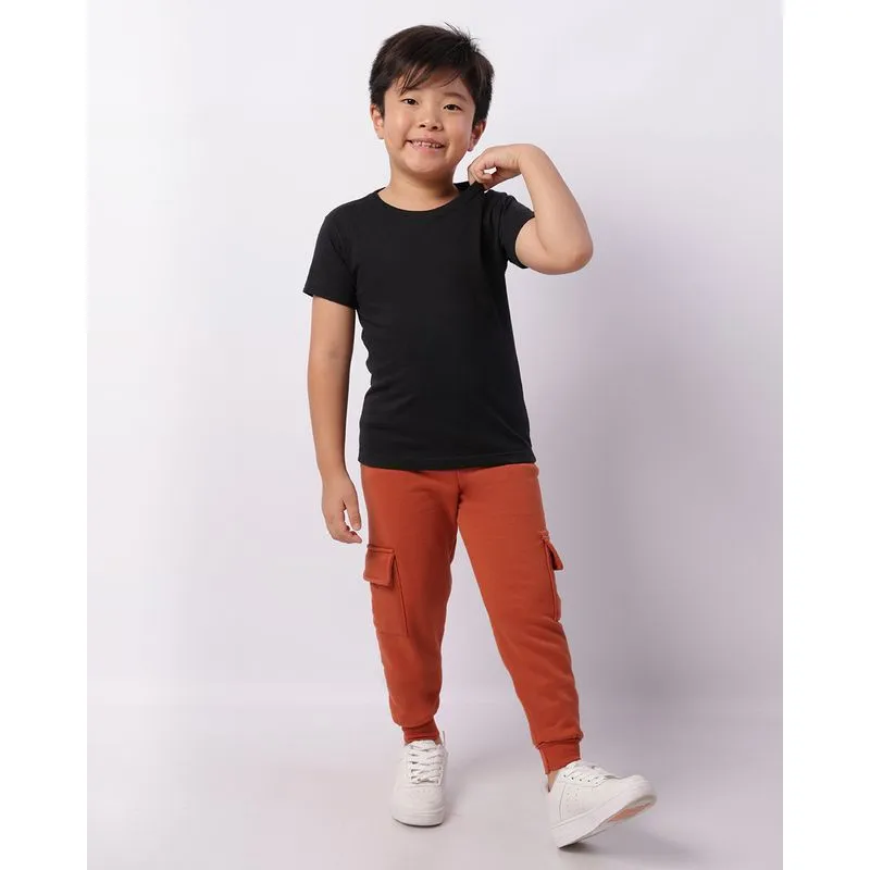 Calça Moletom Infantil Jogger Bolso Cargo Marrom 10