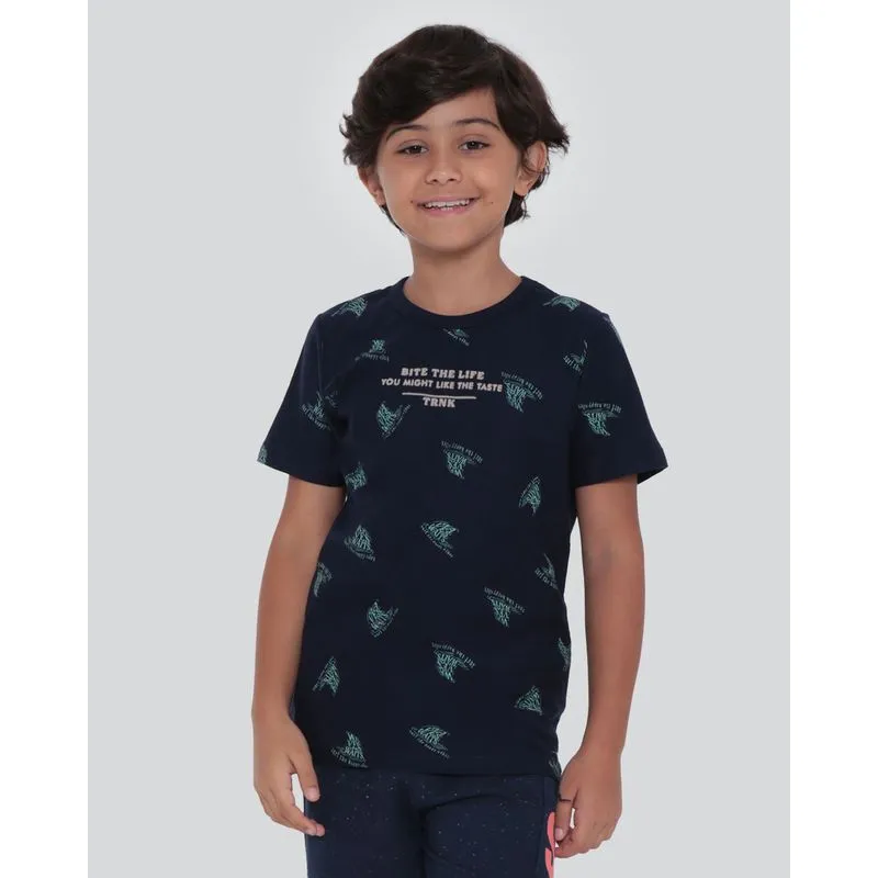 Camiseta Infantil Estampa Surf The Happy Vibes Azul Marinho 10