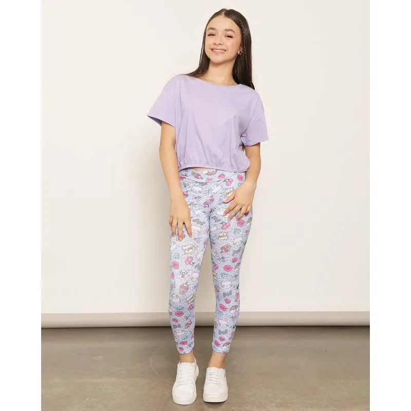 Calça Legging Juvenil Estampa Divertida Azul 12