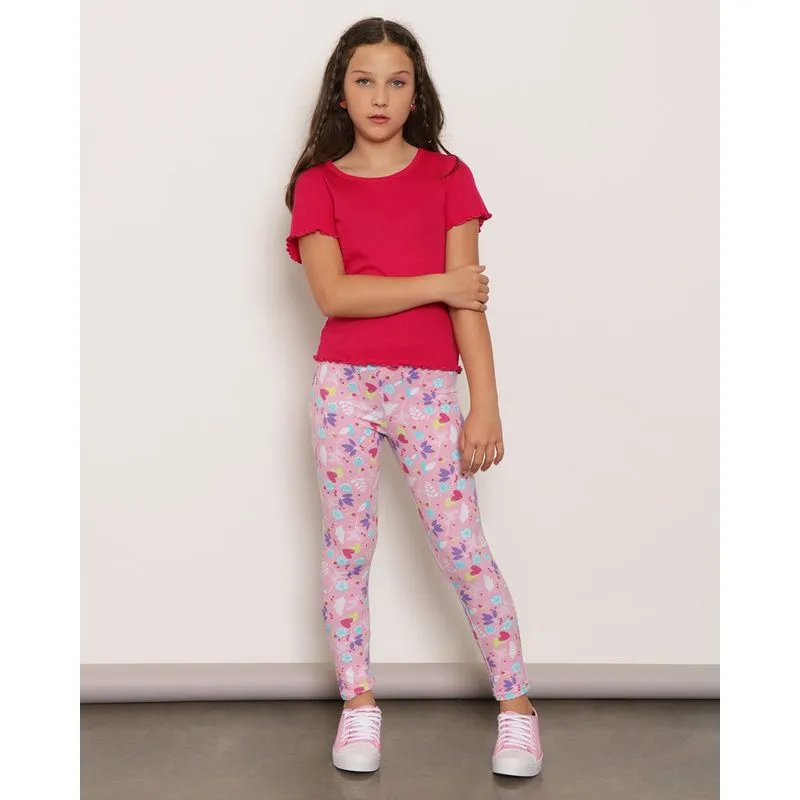Calça Legging Juvenil Estampa Sortida Rosa Claro 16