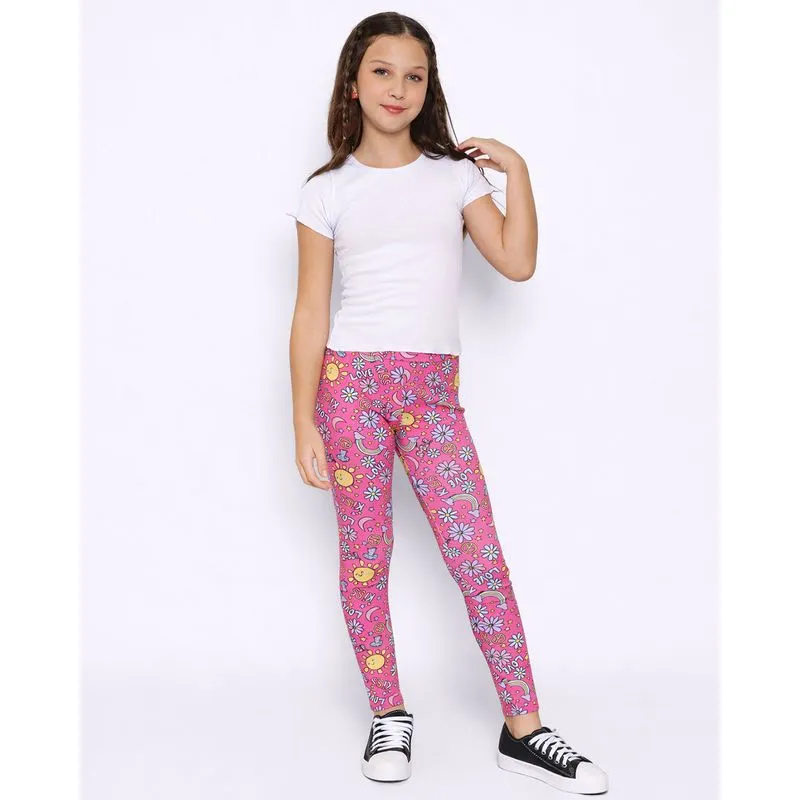 Calça Legging Juvenil Estrela Rosa Médio 14