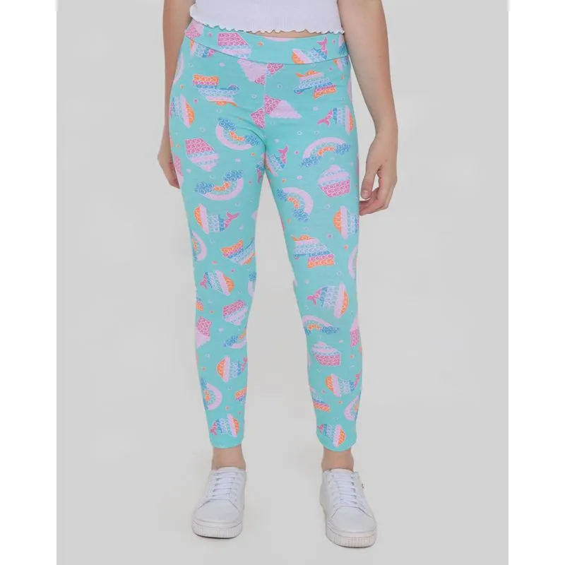 Calça Legging Juvenil Estampa Divertida Verde Claro 12