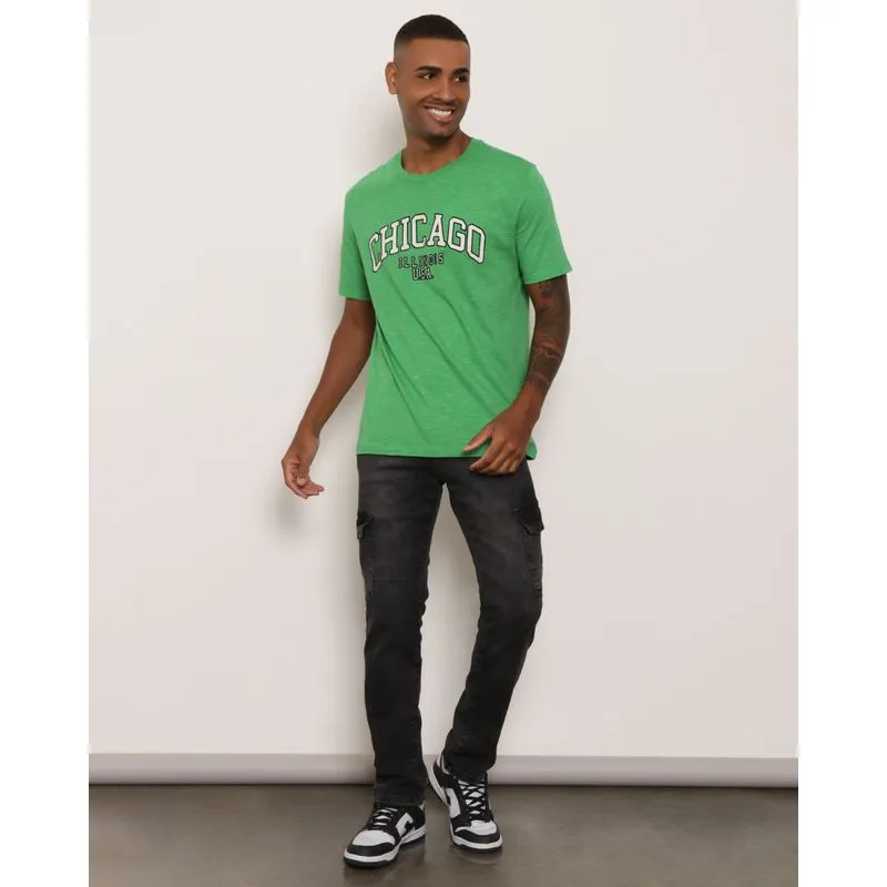 Calça Jeans Masculina Bolso Cargo Reta Preta 48