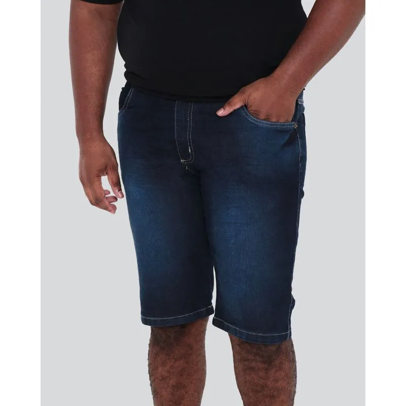 Bermuda Jeans Masculina Plus Size Bolso Azul 54