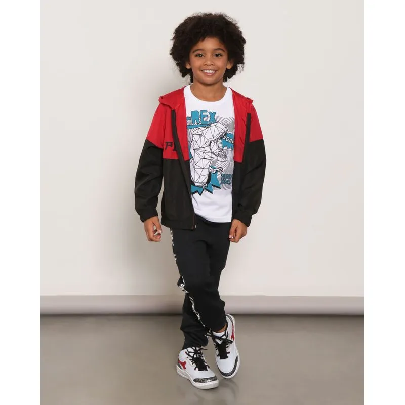 Calça Moletom Infantil Estampa Lateral Jogger Preta 8