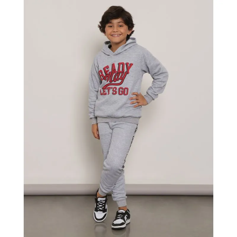 Calça Moletom Infantil Estampa Lateral Jogger Cinza 6