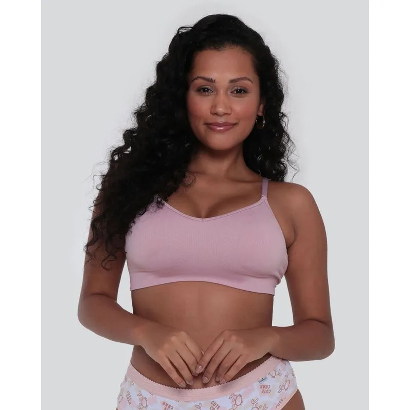 Sutiã Top DelRio Feminino Jacquard Sem Costura Rosa M