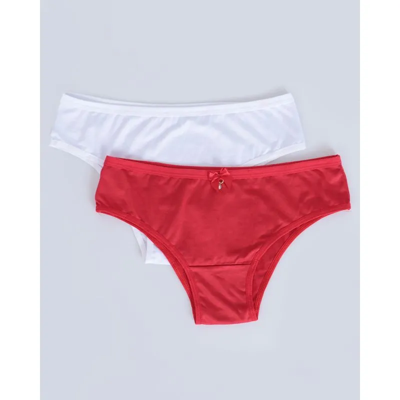 Kit 2 Calcinha Biquíni Feminina Lisa Branca E Vermelha P