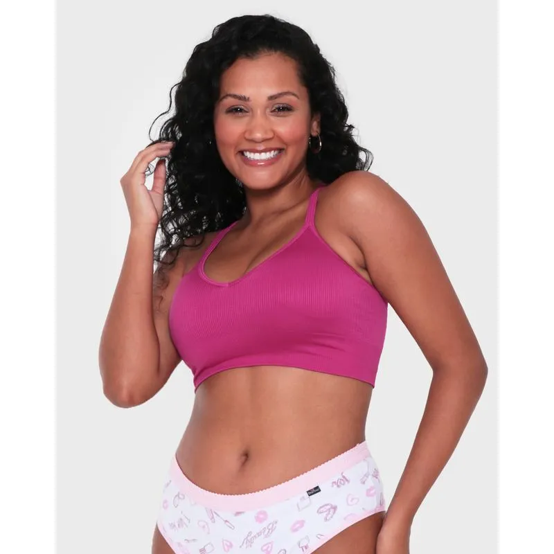 Sutiã Top Feminino DelRio Canelado Sem Costura Rosa M