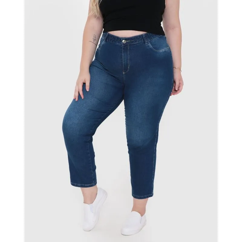 Calça Jeans Plus Size Feminina Azul 48