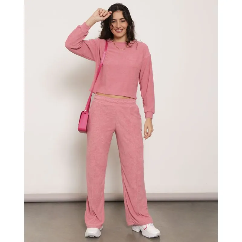 Calça Feminina Wide Leg Boucle Rosa P