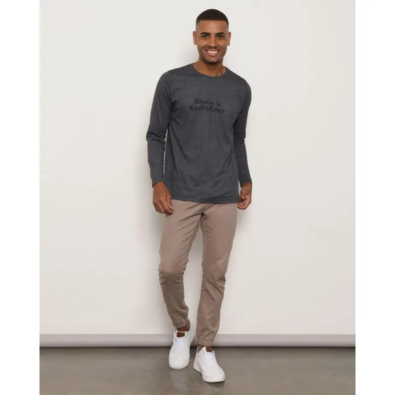 Calça Masculina Sarja Vizzy com Bolso Jogger Cinza P