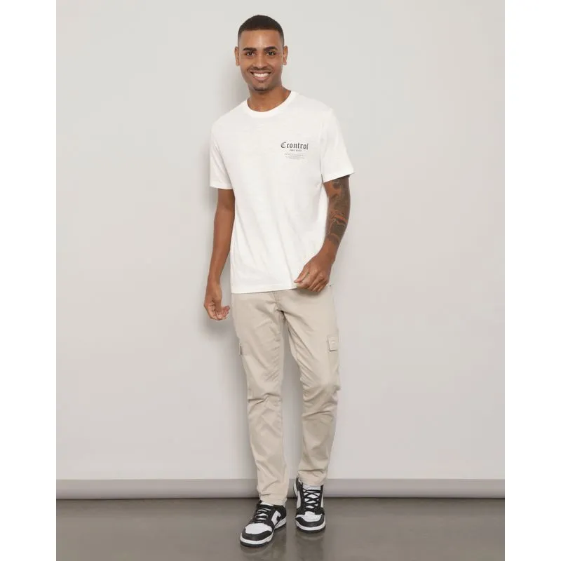 Calça Sarja Masculina Vizzy Bolso Cargo Bege 40