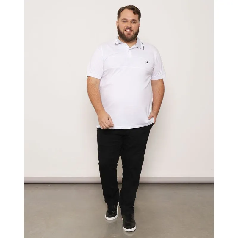 Calça Plus Size Sarja Masculina Reta Preta 50