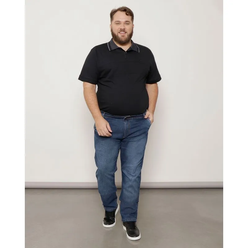 Calça Jeans Plus Size Masculina Reta Azul 52