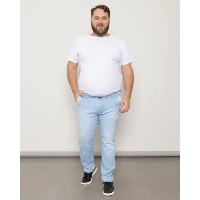 Calça Jeans Plus Size Masculina Reta Azul 48