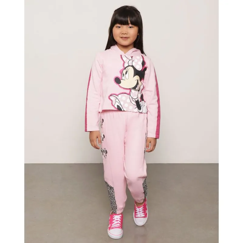 Calça Moletom Infantil Jogger Minnie Disney Rosa 10