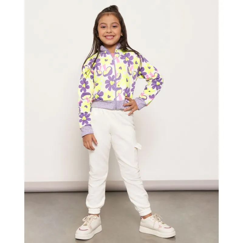 Calça Moletom Texturizado Infantil Jogger Cargo Off White 6