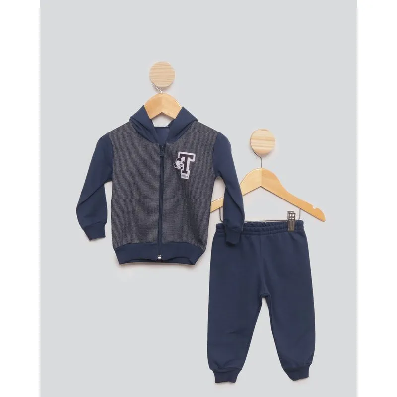 Conjunto Moletom Bebê de Blusão com Capuz e Calça Marinho M