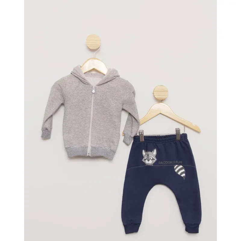Conjunto Moletom Com Capuz Estampa Guaxinim Mescla M