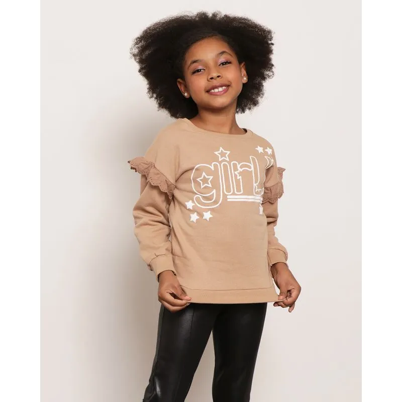 Blusão Infantil Moletom Com Estampa Marrom 6