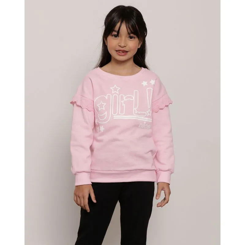 Blusão Infantil Moletom Com Estampa Rosa 6