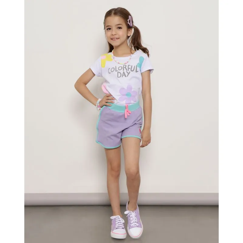 Short Infantil Boxer Aplique Coração Lilás 4