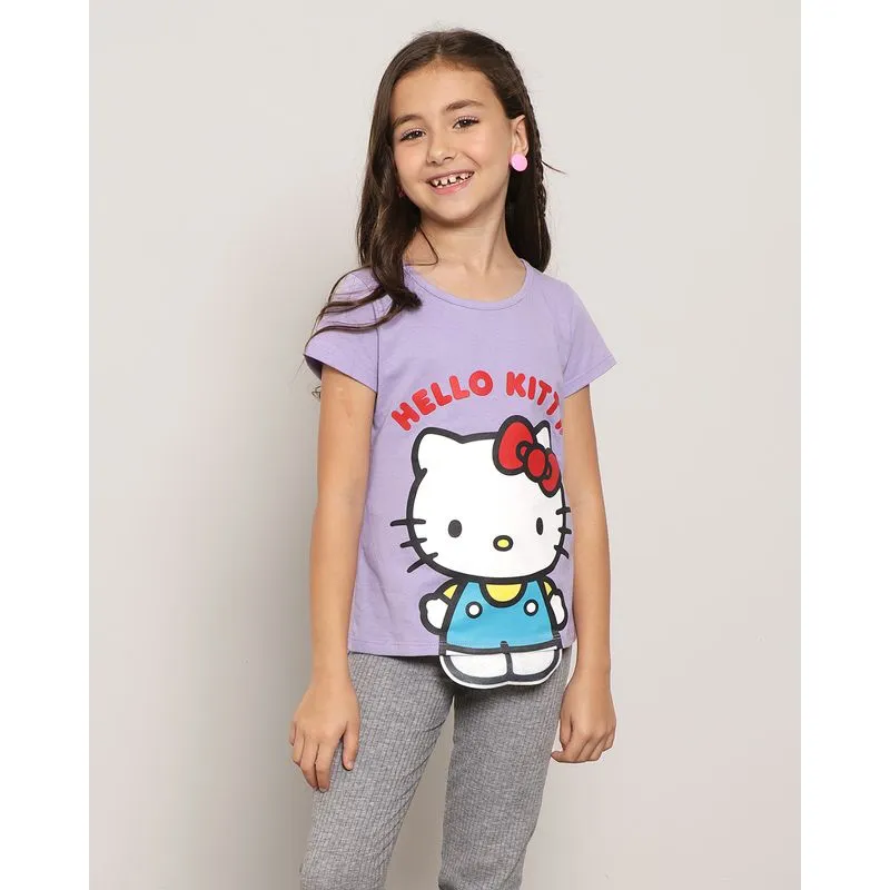 Blusa Infantil Estampa Personagem Hello Kitty Lilás 8