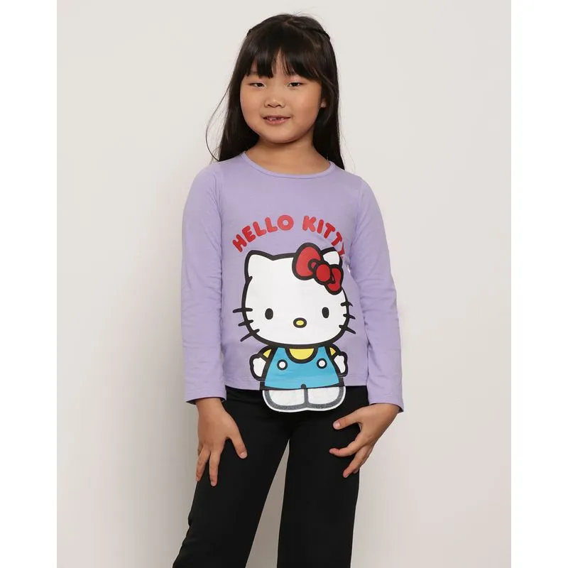 Blusa Infantil Estampa Interativa Hello Kitty Lilás 8