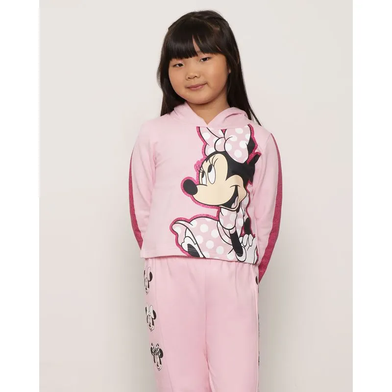 Blusão infantil moletinho Minnie Disney Rosa Claro 4