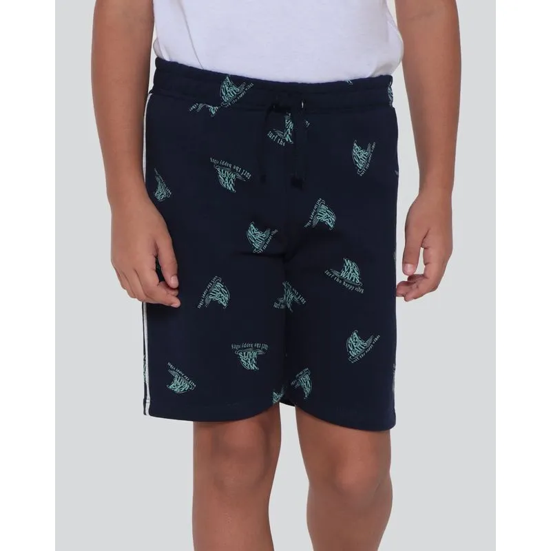 Bermuda Infantil Moletinho Estampada Azul Marinho 10