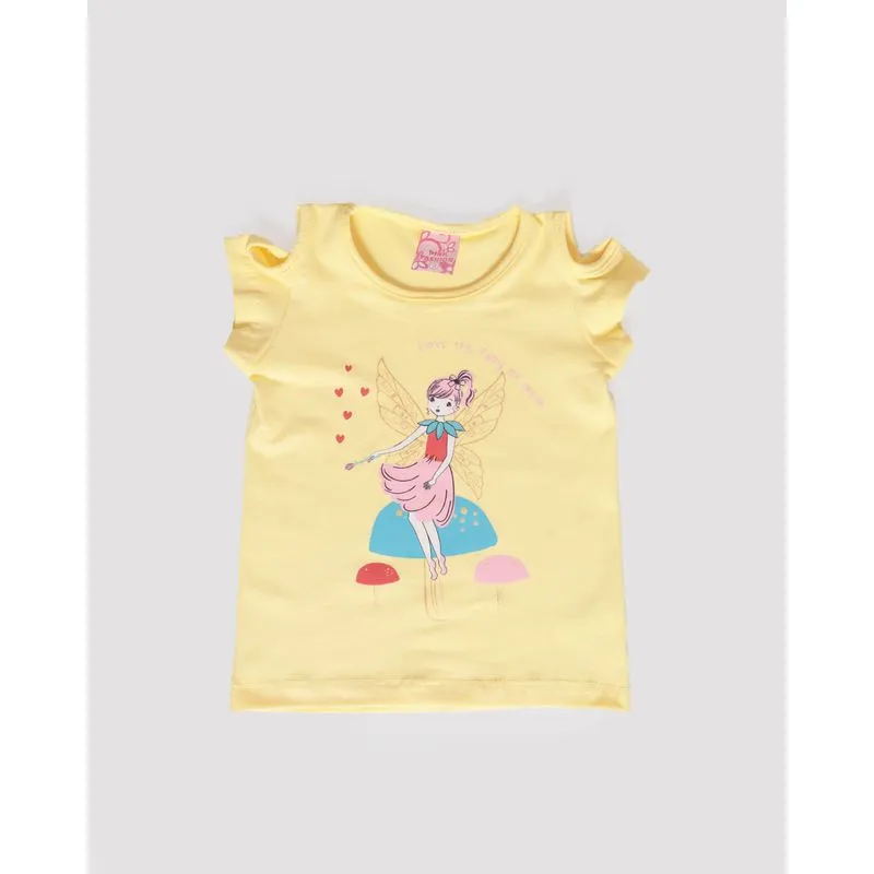 Blusa Bebê Openshoulder Estampa Fada Amarela 1
