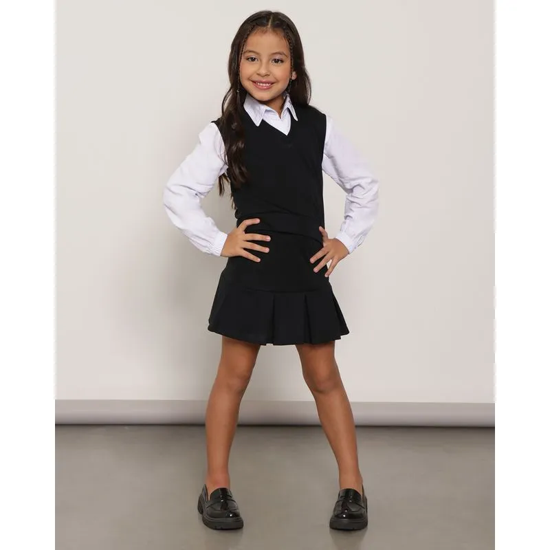 Saia Infantil Plissada Texturizada Preta 4