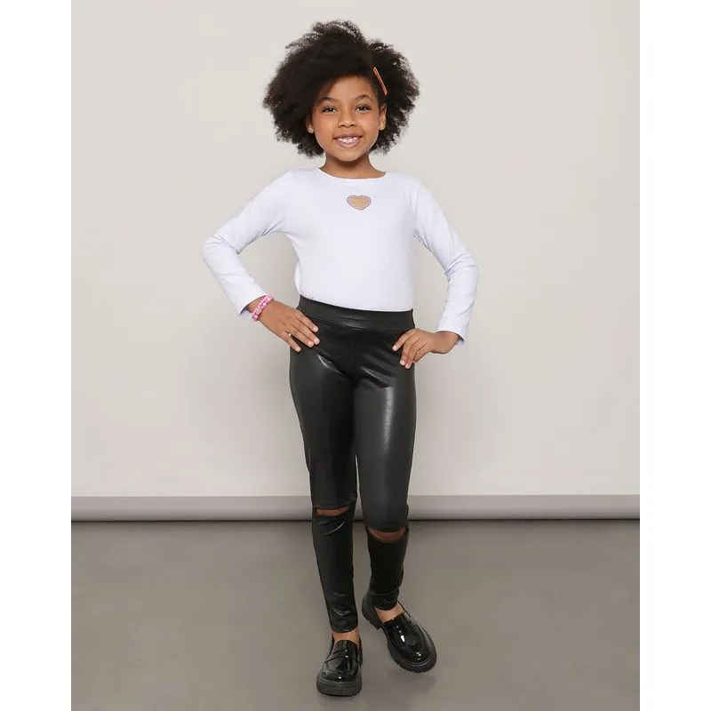Calça Infantil Legging Cirrê Preta 4