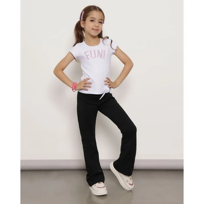 Calça Infantil Flare Malha Texturizada Preta 6