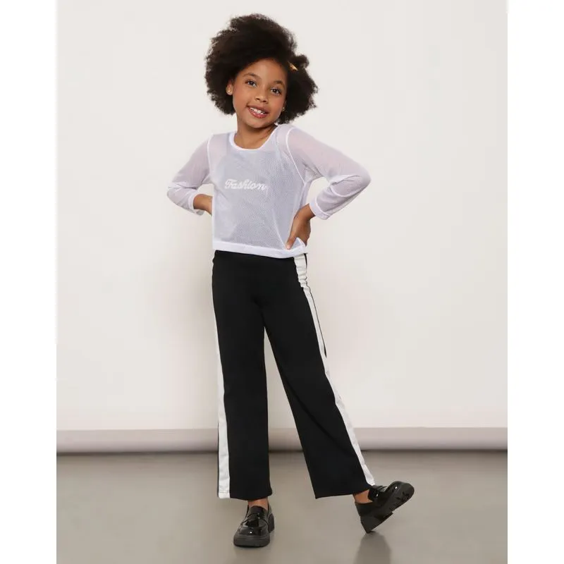 Calça Infantil Reta Com Recortes Preta 8