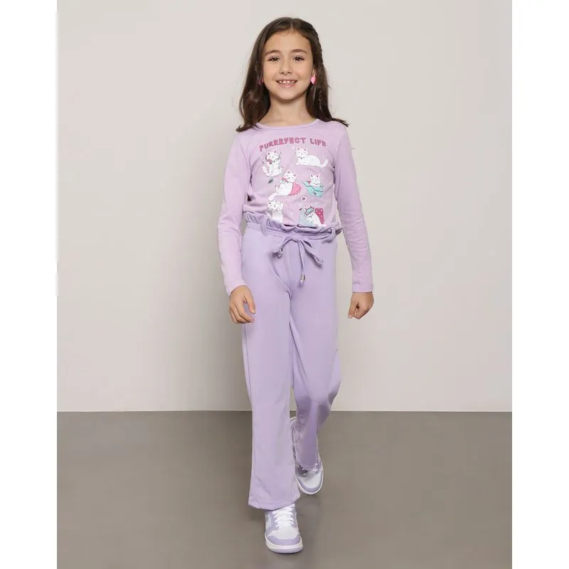 Calça Infantil Clochard Malha Crepe Lilás 6
