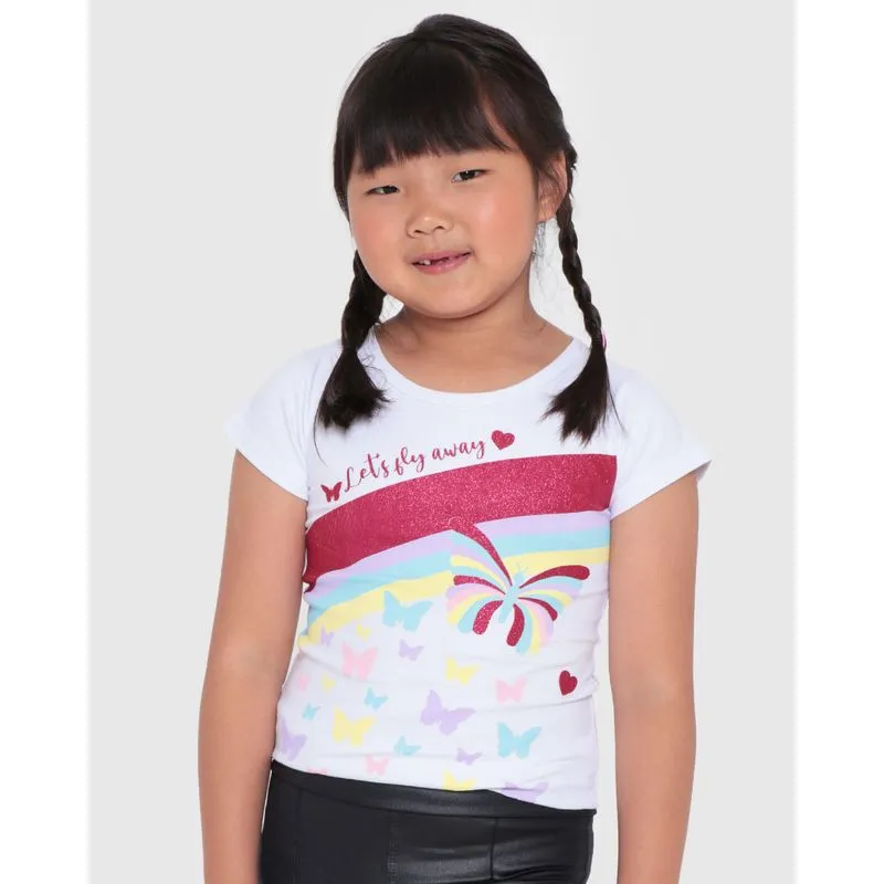 Blusa Infantil Glitter Borboleta Branca 8
