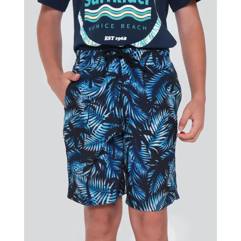 Bermuda Juvenil Surf Folhagem Marinho 10