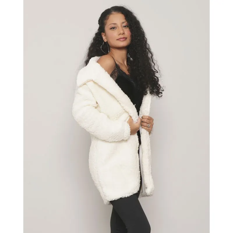 Casaco Feminino Alongado Sherpa Off White P