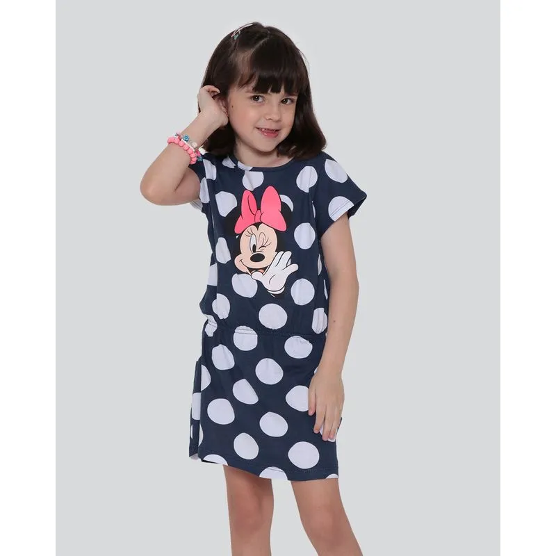 Vestido Infantil Minnie Disney Azul Marinho 8