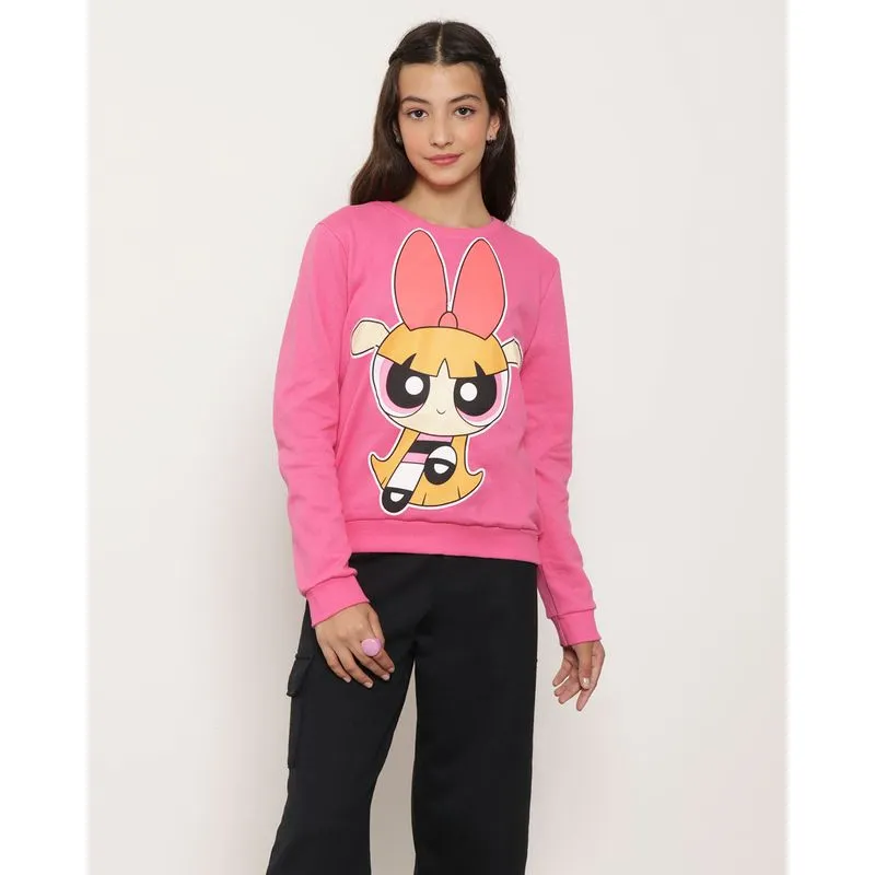 Blusão Moletom Juvenil Florzinha Cartoon Network Rosa Escuro 14