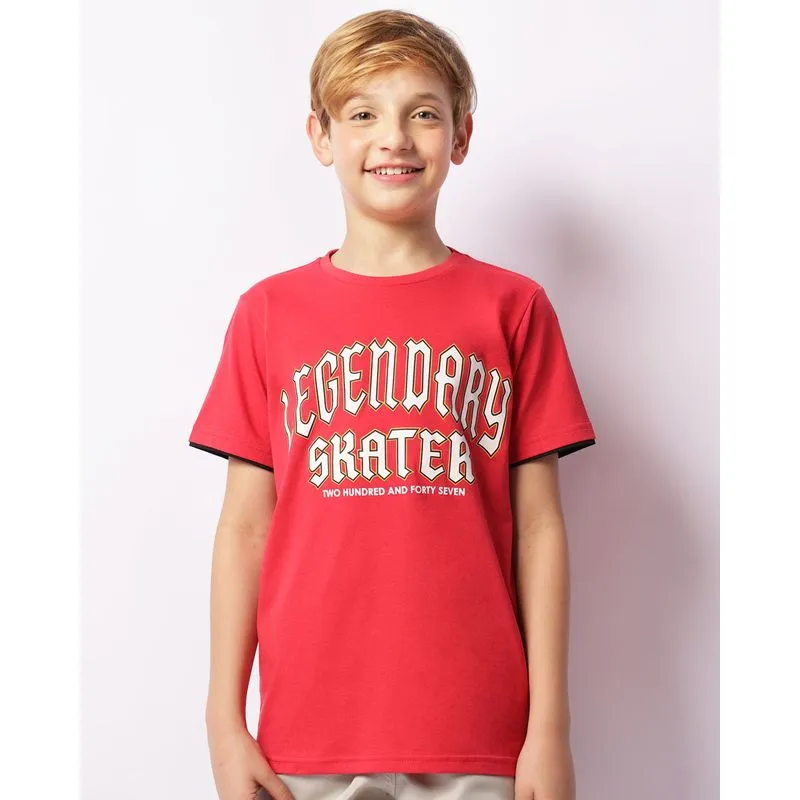 Camiseta Juvenil Estampa Escrita Manga Curta Vermelha 10