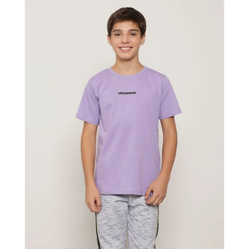 Camiseta Juvenil Metaverse Manga Curta Lilás 12