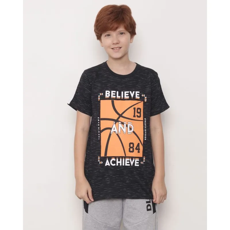 Camiseta Juvenil Flamê Manga Curta Preta 12