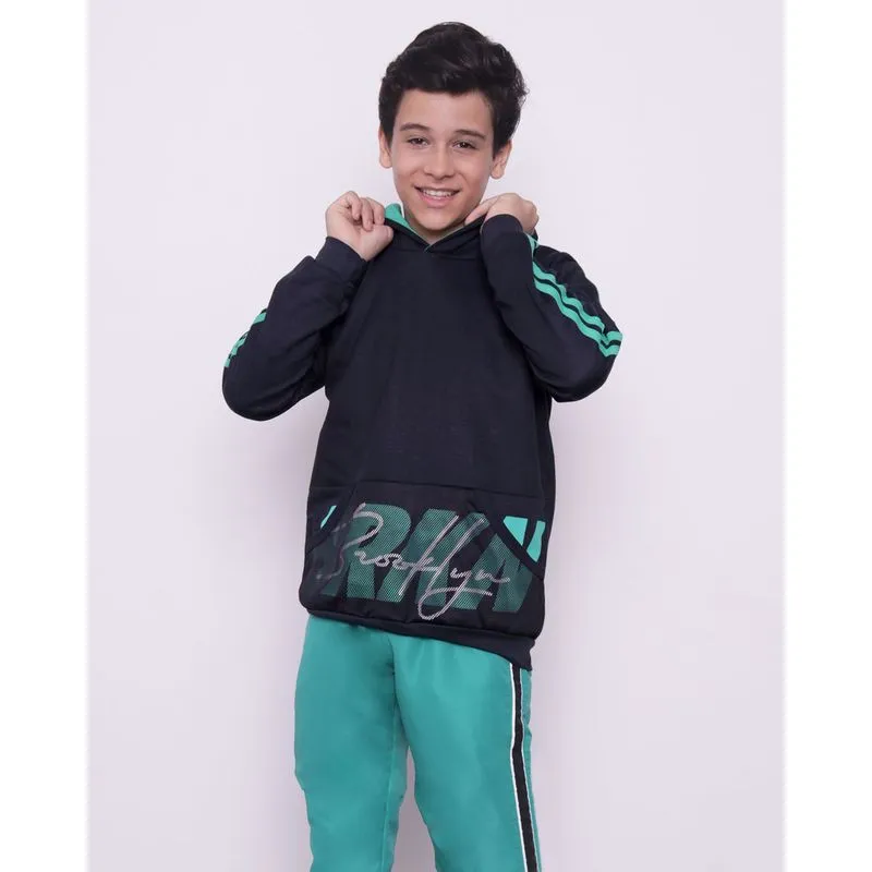 Blusão Moletom Juvenil Com Capuz Preto 14